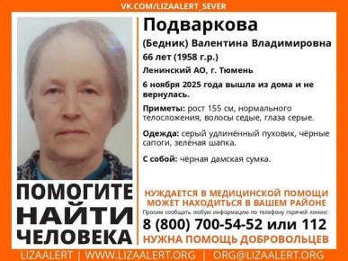 В Тюмени уже сутки ищут пропавшую пенсионерку