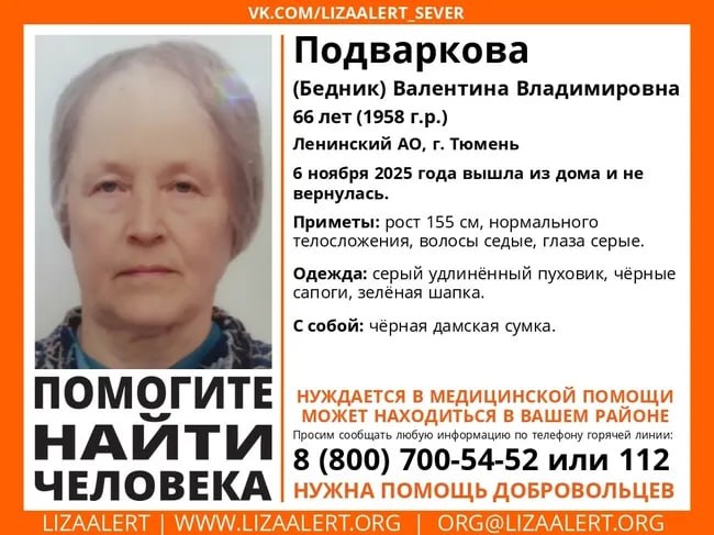 В Тюмени уже сутки ищут пропавшую пенсионерку