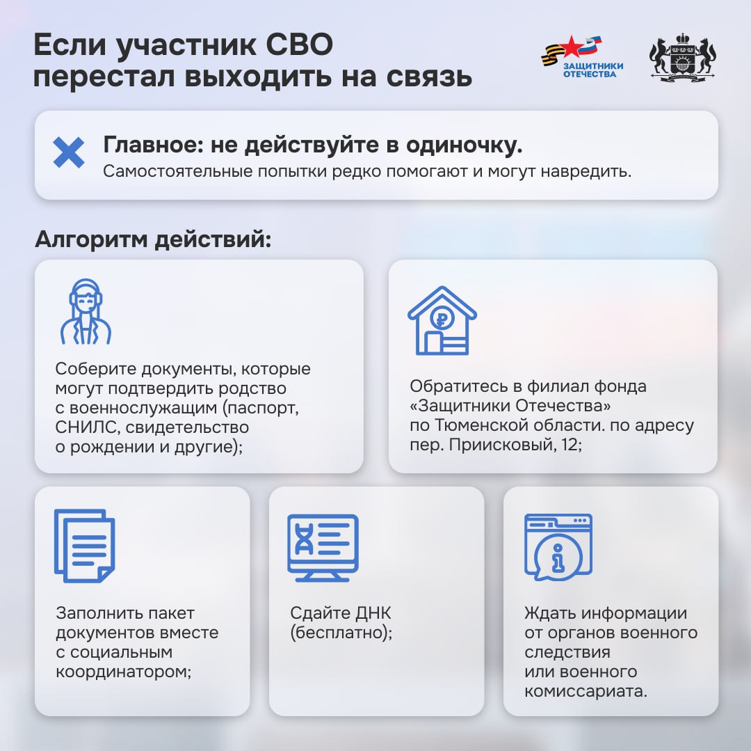 Фонд «Защитники Отечества» помогает найти пропавших на СВО