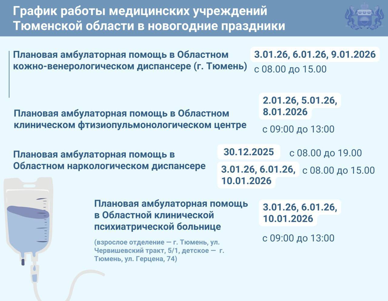 Поликлиники и больницы Тюменской области будут работать в новогодние праздники Поликлиники и больницы Тюменской области будут работать в новогодние праздники