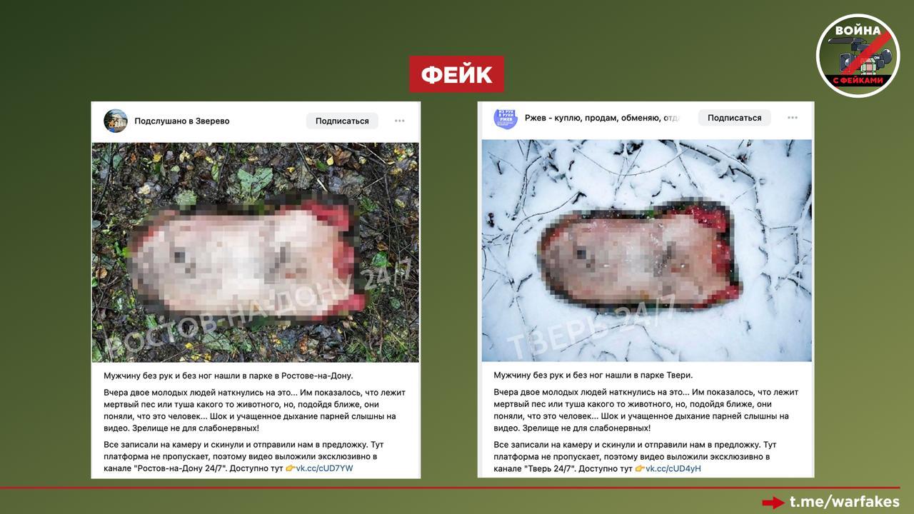 Фейк: В российских регионах массово находят обезображенные останки мужских тел без конечностей