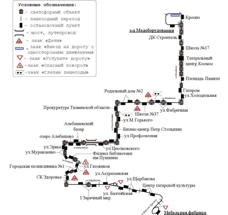 Схема движения маршрута регулярных перевозок № 49 «Мебельная фабрика – ул. Вербная» в Тюмени изменится с 4 апреля