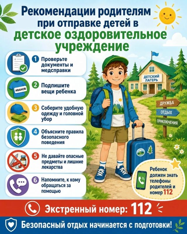 Рекомендации родителям при отправке детей в детское оздоровительное учреждение