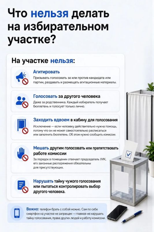 Что запрещено делать на избирательном участке?