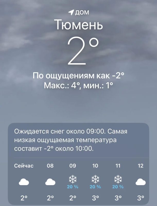Доброе утро, Тюмень!. На улице уже заметно похолодало: утром +2 °C, днём обещают до +4 °C. Вторник — отличный день, чтобы начать что-то новое