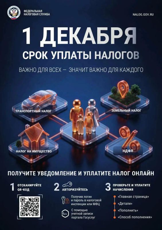 1 декабря 2026 года - срок уплаты налогов 1 декабря 2026 года - срок уплаты налогов